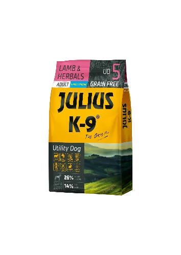 JULIUS K-9 UD5 Adult Utility Dog Hypoallergenic Lamb&Herbals (bárány&gyógynövény) 10kg - Gabonamentes száraztáp, felnőtt kutyák részére