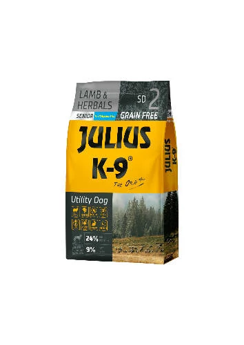 JULIUS K-9 SD2 Senior Utility Dog Hypoallergenic Lamb&Herbals (bárány&gyógynövény) 10kg - Gabonamentes száraztáp, idős/túlsúlyos kutyák részére