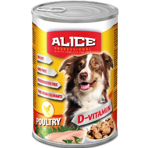 Alice Professional Dog konzerv - szárnyas (1240g) nedves eledel kutyák részére