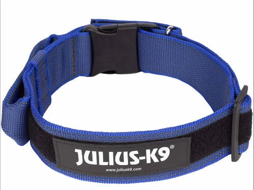 JK9 Color&Gray nyakörv bizt.zárral, fogantyúval 50mm, nylon-kék CSOMAGOLT