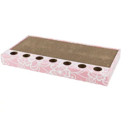 Trixie Scratching Cardboard - kaparó kartonból, labdákkal (pink) 48×5×25cm