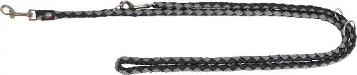 Trixie Cavo Adjustable Leash - póráz (fonott, fekete/ezüst) kutyák részére (S-M) 2m/12mm