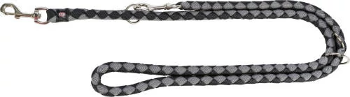 Trixie Cavo Leash - állítható, fonott póráz (fekete,ezüst) kutyák részére (L-XL) 2m/ø18mm