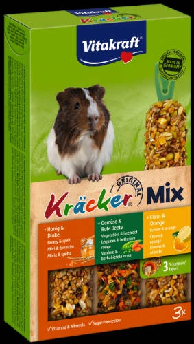 Vitakraft Kracker Tripla Rúd (citrus,méz,zöldség) – kiegészítő eleség Tengerimalac részére (168g)