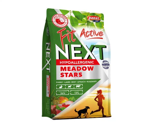 Panzi FitActive Next Meadow Stars Adult (nyúl,bárány,marha,rizs,alma) száraztáp (3 kg) - Ételallergiás, felnőtt kutyák részére
