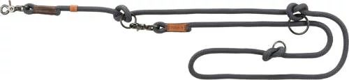 Trixie Be Nordic Leash - állítható póráz fonott kötélből (szürke/barna) S-M (2m/Ø8mm)