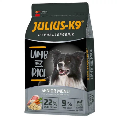 JULIUS-K9 12kg SENIOR/LIGHT HYPOALLERGENIC Lamb&Rice (bárány&rizs) - Idős és/vagy túlsúlyos felnőtt kutyák részére