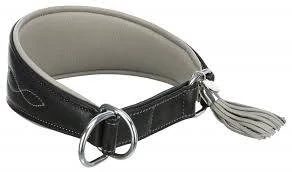 KT25.Trixie Active Comfort - bőr nyakörv (fekete) agarak részére (S) 27-35cm/55mm