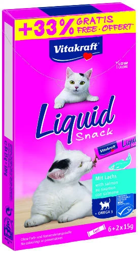 Vitakraft Cat Liquid Snack - jutalomfalat szósz (lazac) macskák részére (6+2x15g) +33%