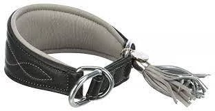 KT25.Trixie Active Comfort Sighthound - bőr nyakörv (fekete/szürke) agarak részére (XS)21–26 cm/40mm