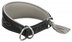 KT25.Trixie Active Comfort Sighthound - bőr nyakörv (fekete/szürke) agarak részére (XS-S) 24–31 cm/40mm