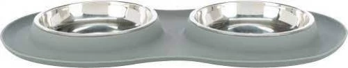 KT24:Trixie Bowl Set - Szilikon duplatál (szürke) macskák részére (2x0,3l/16cm) 47x3x26cm