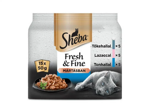 Sheba Adult Fresh&Fine in Gravy - alutasakos (tőkehal,lazac, tonhal, mártásban) macskák részére (15x50g)