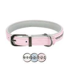 KT25.Trixie Collar with Rhinestones - nyakörv strasszokkal (pink) kutyák részére (XXS-XS) 17-21cm/12mm
