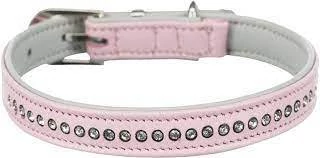 KT25.Trixie Collar with Rhinestones - nyakörv strasszokkal (pink) kutyák részére (XS-S) 20-24cm/12mm