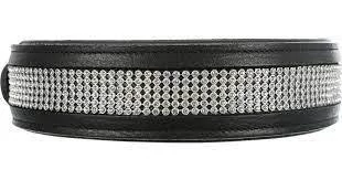 KT24: Trixie Collar with Rhinestones - nyakörv (strasszokkal,bőr,fekete) kutyák részére (M) 38-48cm/35mm