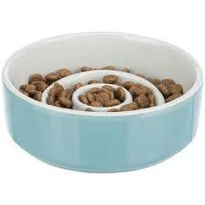 Trixie Slow feeding Ceramic Bowl - kerámia, evéslassító tál (szürke,kék) kutyák részére (0,45l /ø14cm)