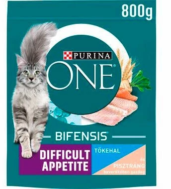 Purina ONE Difficult Appetite - száraztáp (tőkehal, pisztráng) macskák részére (800g)