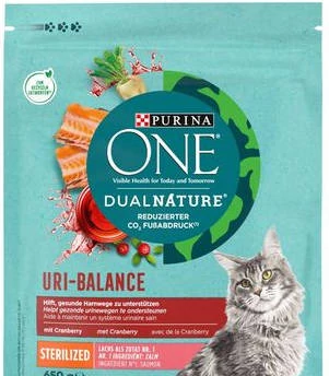 Purina ONE Dual Nature Sterilized - szárazeledel (Lazac, áfonya) macskák részére (750g)