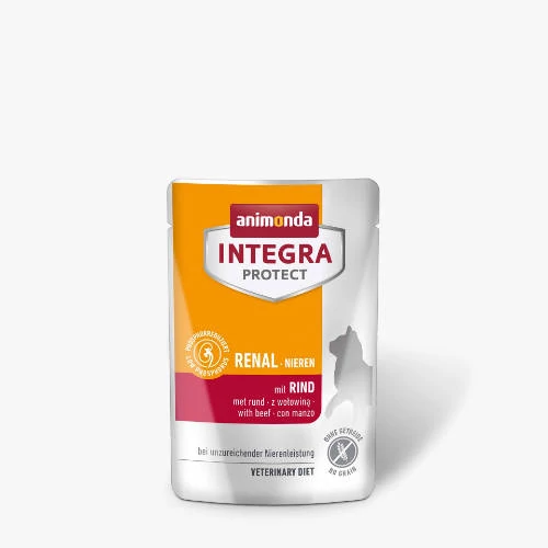 Animonda Integra Protect Adult Renal - nedveseledel (marha ízesítésű, csökkentett fehérje tartalom) veseproblémás macskák részére (85g)