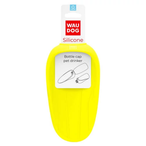WAUDOG Silicone Bottle cup pet drinker - itató tál PET palackra (sárga) kutyák részére 16,5x9cm