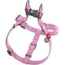 WAUDOG (S)-hám újrahasznosított pamutból (QR kódos, fényvisszaverő csíkkal, pink) kutyák részére (40-55cm/15mm)