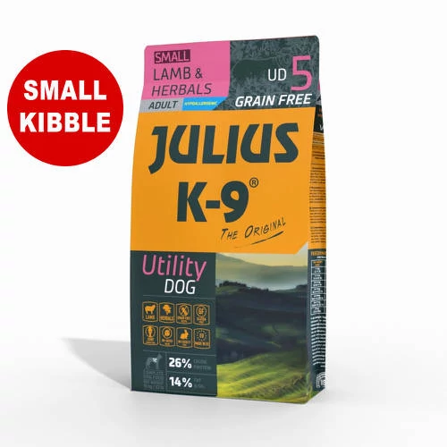 JULIUS K-9 UD5S Adult Utility Dog Hypoallergenic Lamb&Herbals (bárány&gyógynövény) 10kg - Gabonamentes száraztáp, felnőtt kutyák részére (SMALL)