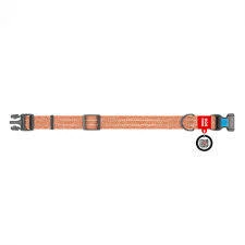 WAUDOG Re-cotton, Reflective Dog collar (XL) - nyakörv, újrahasznosított pamutból (QR kódos, fényvisszaverő csíkkal, narancssárga) kutyák részére (37-58cm/25mm)