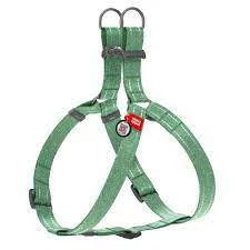 WAUDOG Re-Cotton Harness (M) - hám újrahasznosított pamutból (QR kódos, fényvisszaverő csíkkal,zöld ) kutyák részére (50-80cm/20mm)
