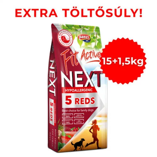 AKCIÓS Túltöltött FitActiveNEXT Hypoallergenic Adult FIVE REDS (15 + 1,5 kg)