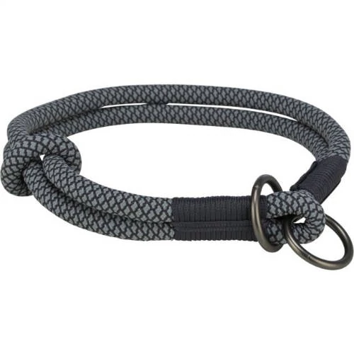 Trixie soft rope semi-choke, puha félfojtó kötélnyakörv, L:50cm/13mm, fekete/szürke