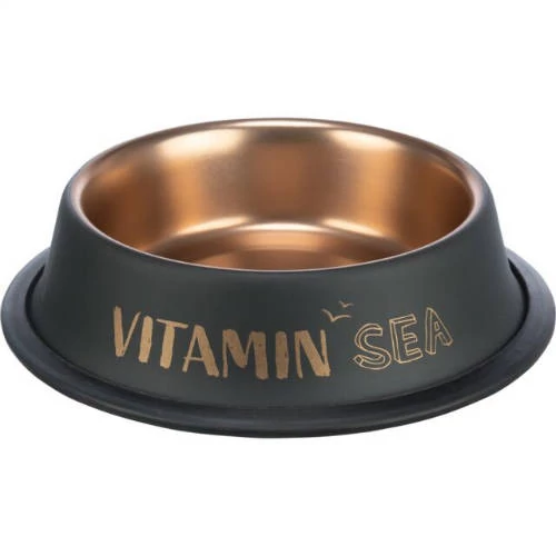 Trixie BE NORDIC Ceramic Bowl - gumi/acél tál (fekete/bronz) kutyák részére (0,9l /Ø23cm)