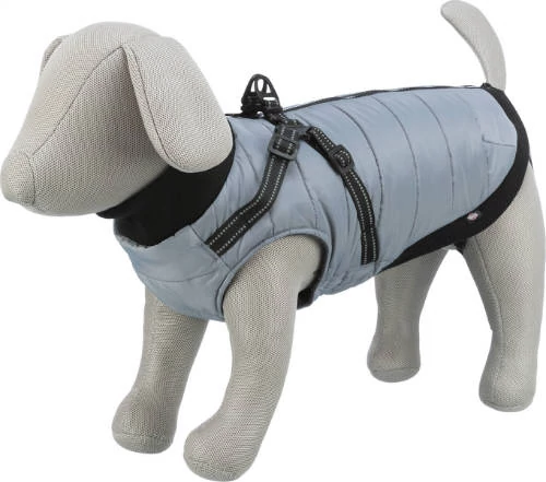 KT25.Trixie Coat Pontis with Harness - kabát hámmal (szürke, vízlepergető) kutyák részére (S) 33cm