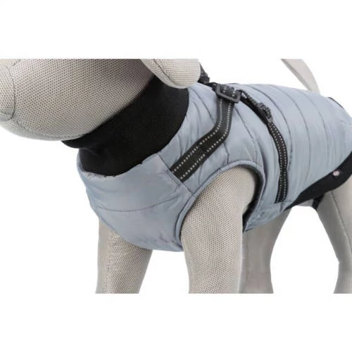 KT25.Trixie Coat Pontis with Harness - kabát hámmal (szürke, vízlepergető) kutyák részére (S) 36cm