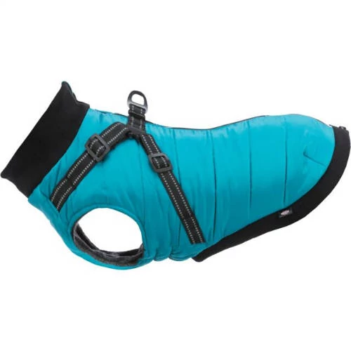 KT25.Trixie Coat Pontis with Harness - kabát hámmal (aquakék, vízlepergető) kutyák részére (XXS) 24cm