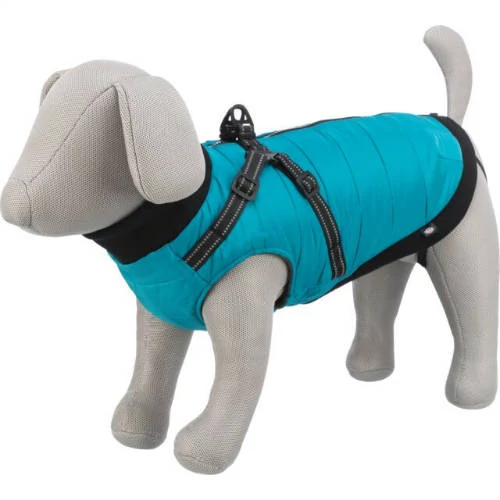 KT25.Trixie Coat Pontis with Harness - kabát hámmal (aquakék, vízlepergető) kutyák részére (XS) 27cm