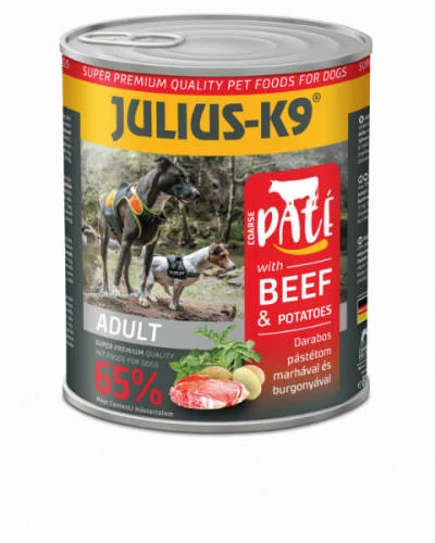 Julius-K9 konzerv Adult - nedveseledel (marha,burgonya) felnőtt kutyák részére (800g)