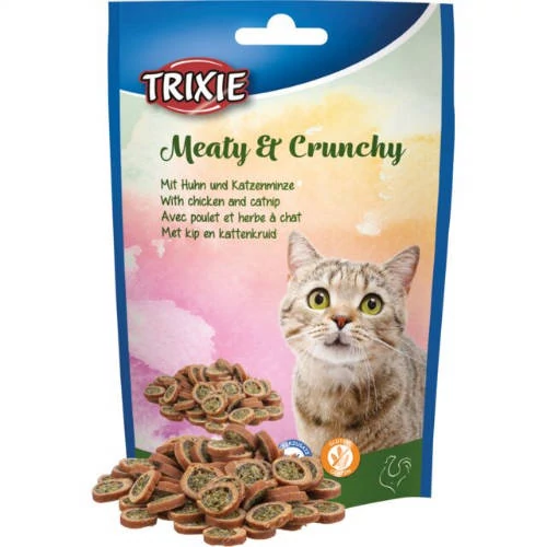 KT25.Trixie Meaty & Crunchy with chicken & catnip - jutalomfalat (csirke, macskamenta) macskák részére (50g)(KIZÁRÓLAG RENDELÉSRE!)