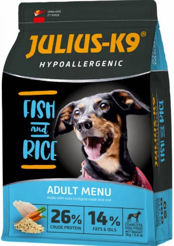 JULIUS K-9 12kg Adult Small Hypoallergenic (hal,rizs) száraztáp - Ételallergiás felnőtt kutyák részére
