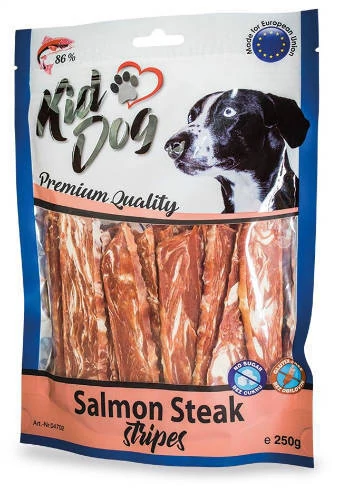 KidDog Salmon Steak Stripes - jutalomfalat (lazac) kutyák részére (250g)