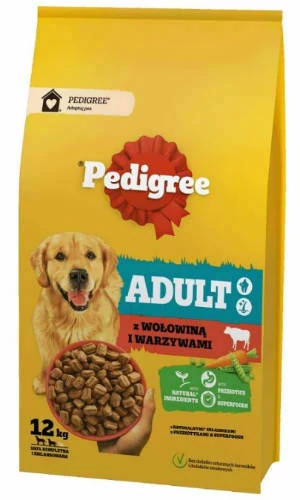Pedigree Adult Beef - Szárazeledel (Marhahússal és zöldséggel) felnőtt kutyák részére (12kg)