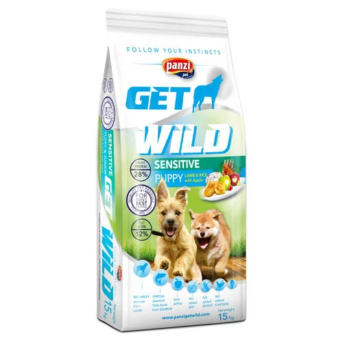 Panzi GetWild 15kg Puppy Sensitive Lamb (chicken&wheat free) - Bárány (csirke- és búzamentes) kölyökkutyák részére (15kg)
