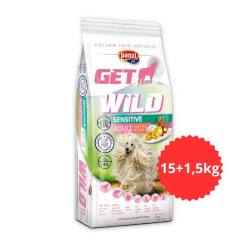 Akciós Túltöltött Panzi GetWild 15+1,5kg Adult Sensitive Lamb (chicken&wheat free)