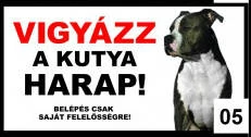 Kutyatábla - fém (amstaff natúr füllel) 20x40cm