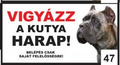Kutyatábla - fém (cane corso fej) 20x40cm