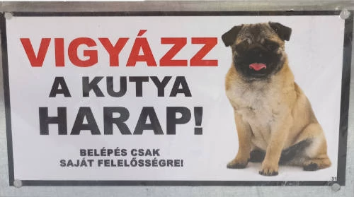 Kutyatábla -fém (mopsz) 9x13 cm