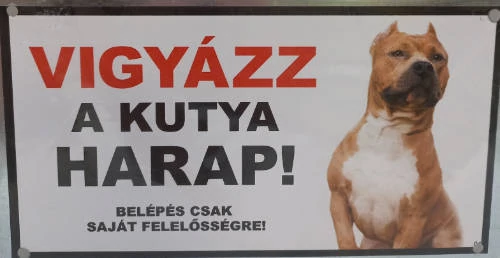 Kutyatábla - fém (amstaff vágott füllel) 9x13cm