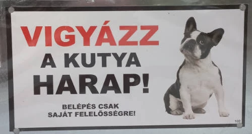 Kutyatábla -fém, (francia bulldog) 9x13cm
