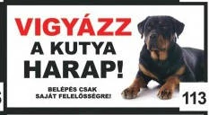 Kutyatábla -fém, (rottweiler) 9x13cm