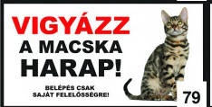 Macskatábla - fém (kolyok bengáli) 9x13cm